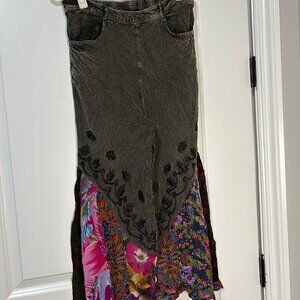 Young Threads Black & Floral Pull on Pants Size L EUC